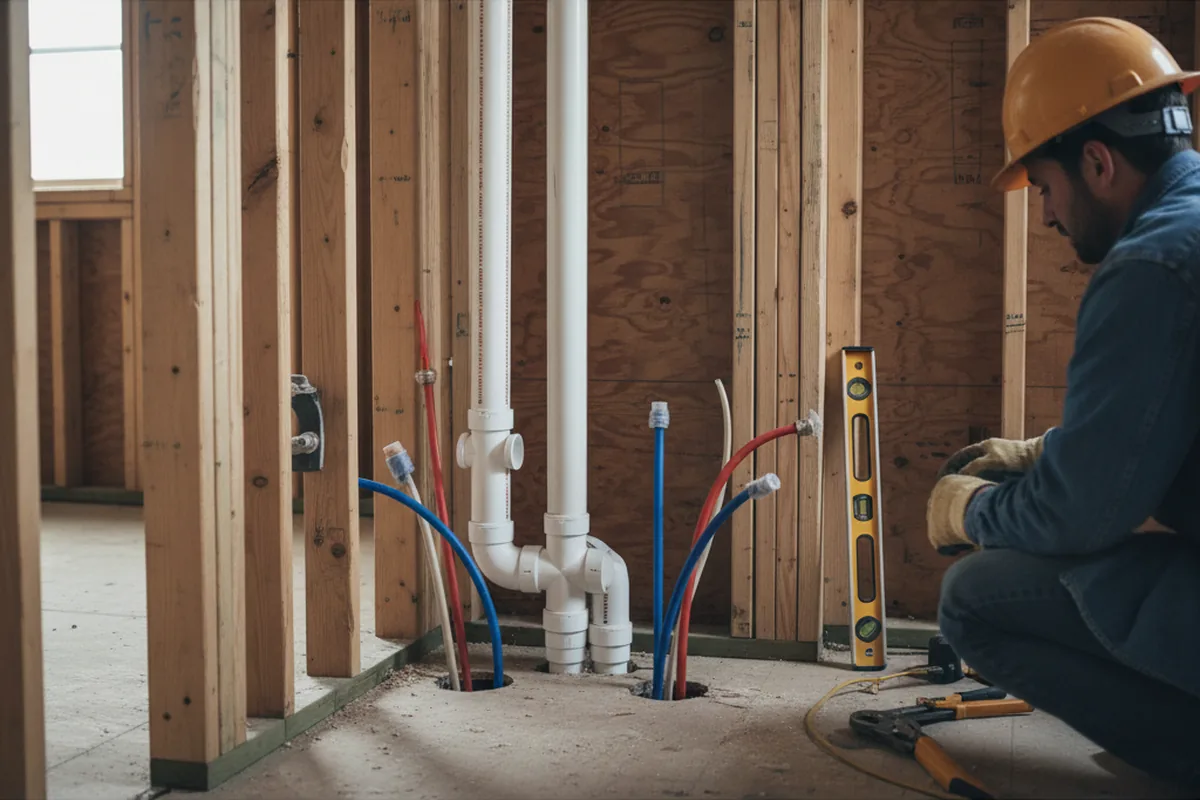 Drain and supply rough-in during Garbage Disposal Repair in Bowers